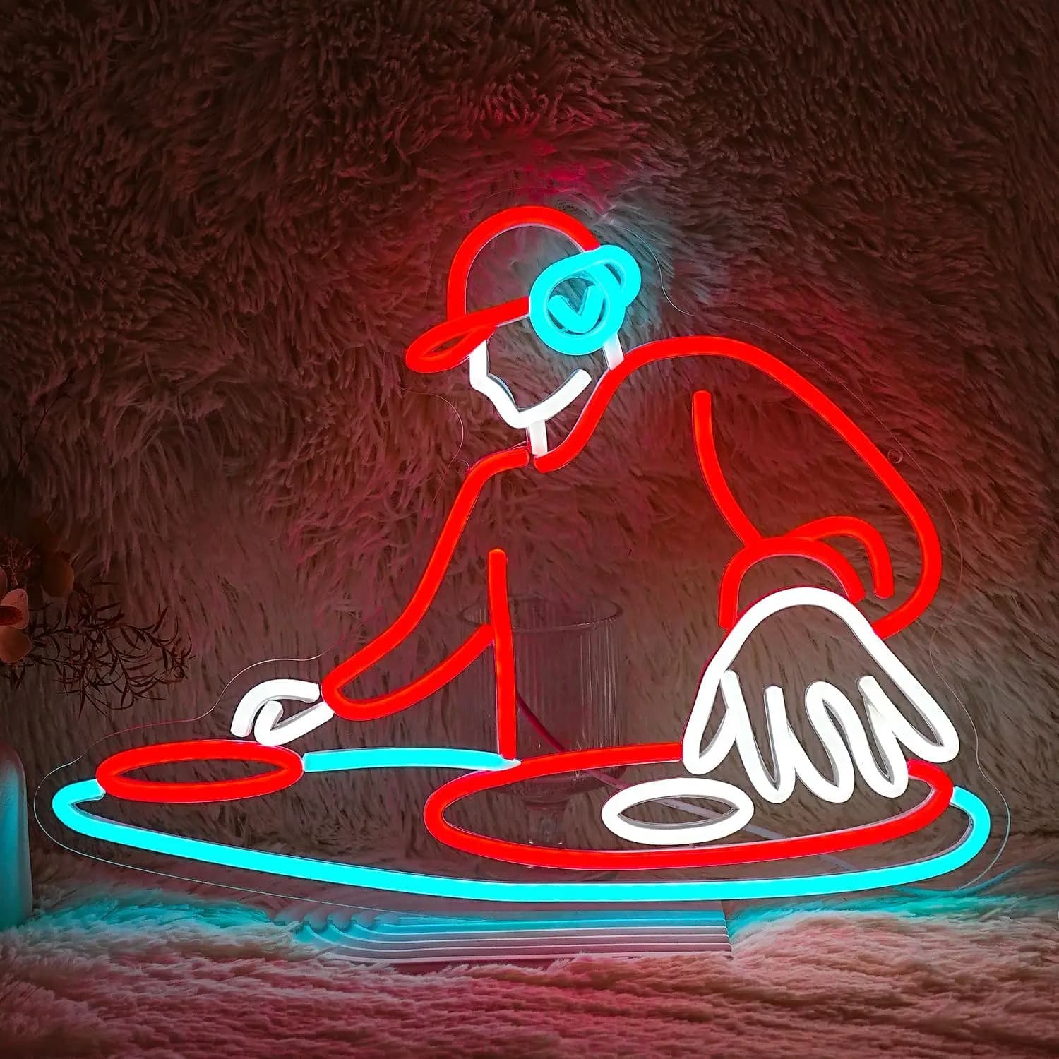 Insegna al neon per lettore DJ Luce al neon dimmerabile a LED alimentata tramite USB per Bar Club Musica dal vivo Concerto Camera da letto Decorazioni per feste Regalo personalizzato