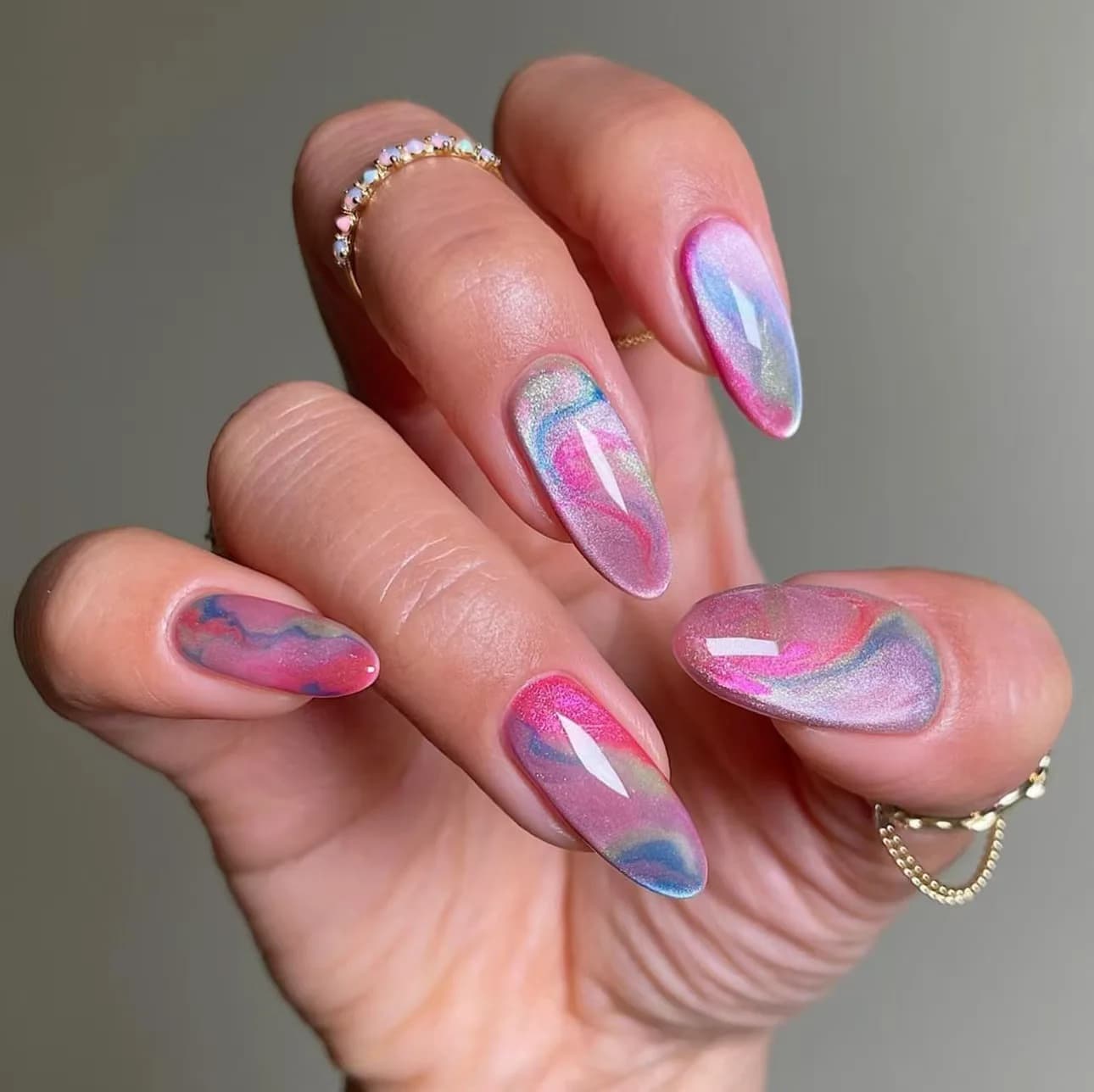 European and american style nail art press-ons, hand-painted ombre cat eye, almond & teardrop false nails, removable & ready-to-wear