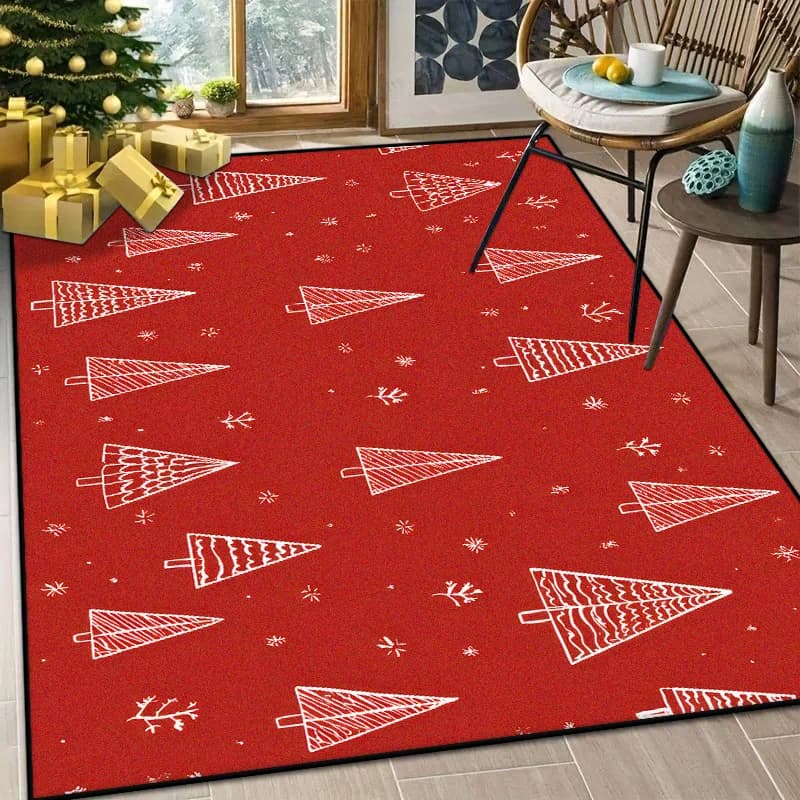 European and American Christmas Style Decor Home Red Carpet Live Room Antiskid Dining Room Rug Soft Easy Clean Mat for Children
