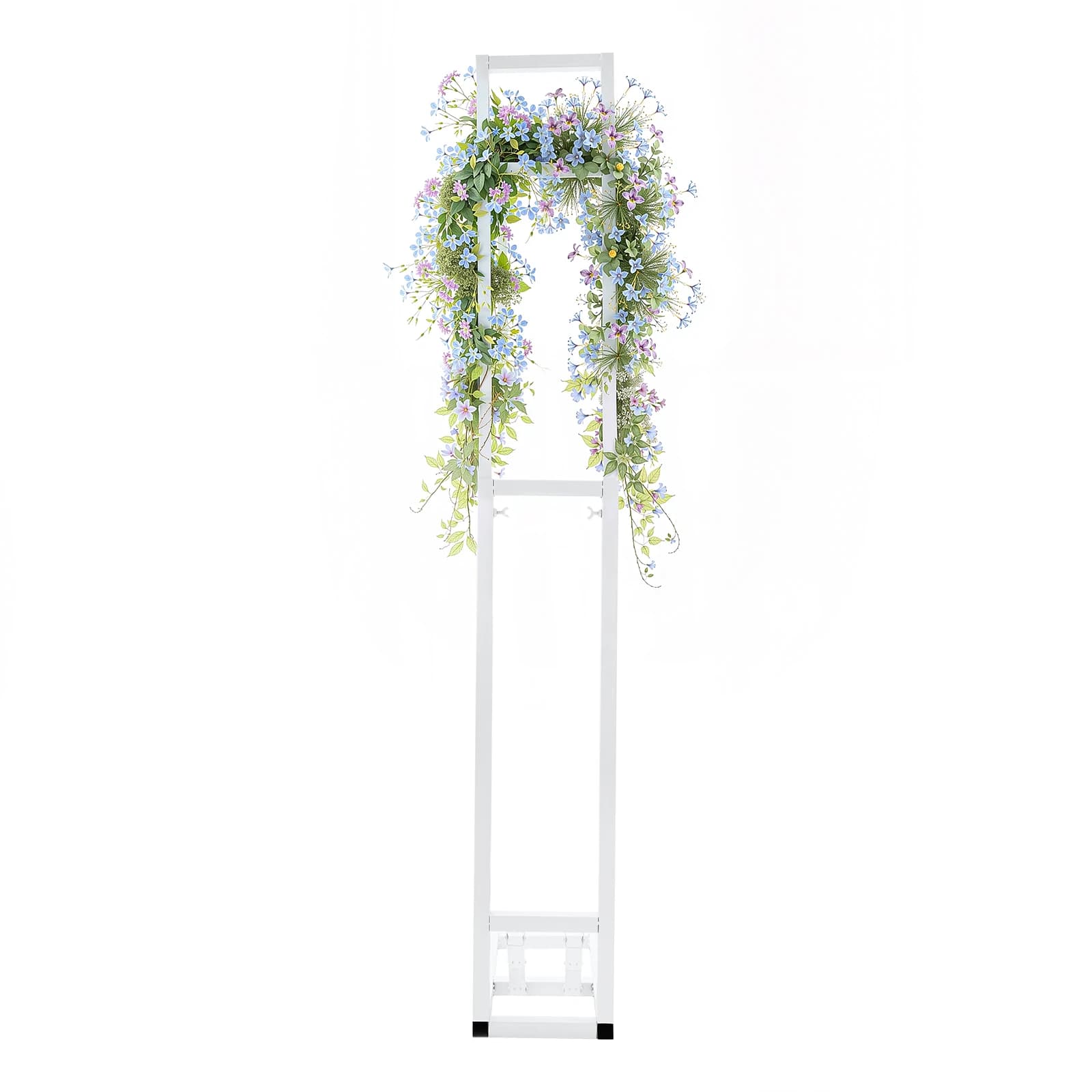 White Freestanding Iron Wedding Arch Backdrop Stand Telescopic Height Adjustable Screw Foldable Base Party Proposal Photo Booth Frame