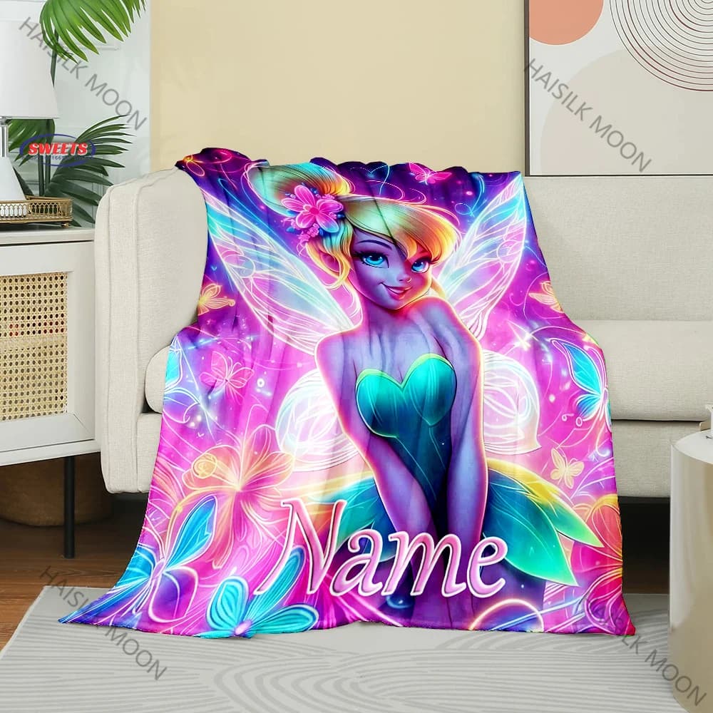 Coperta in Flanella Personalizzata in 9 Stili per Bambini e Adulti, Regalo per il Memorial Day, Coperta con Elfo della Foresta e Tinker Bell con Nome, Potdemiel