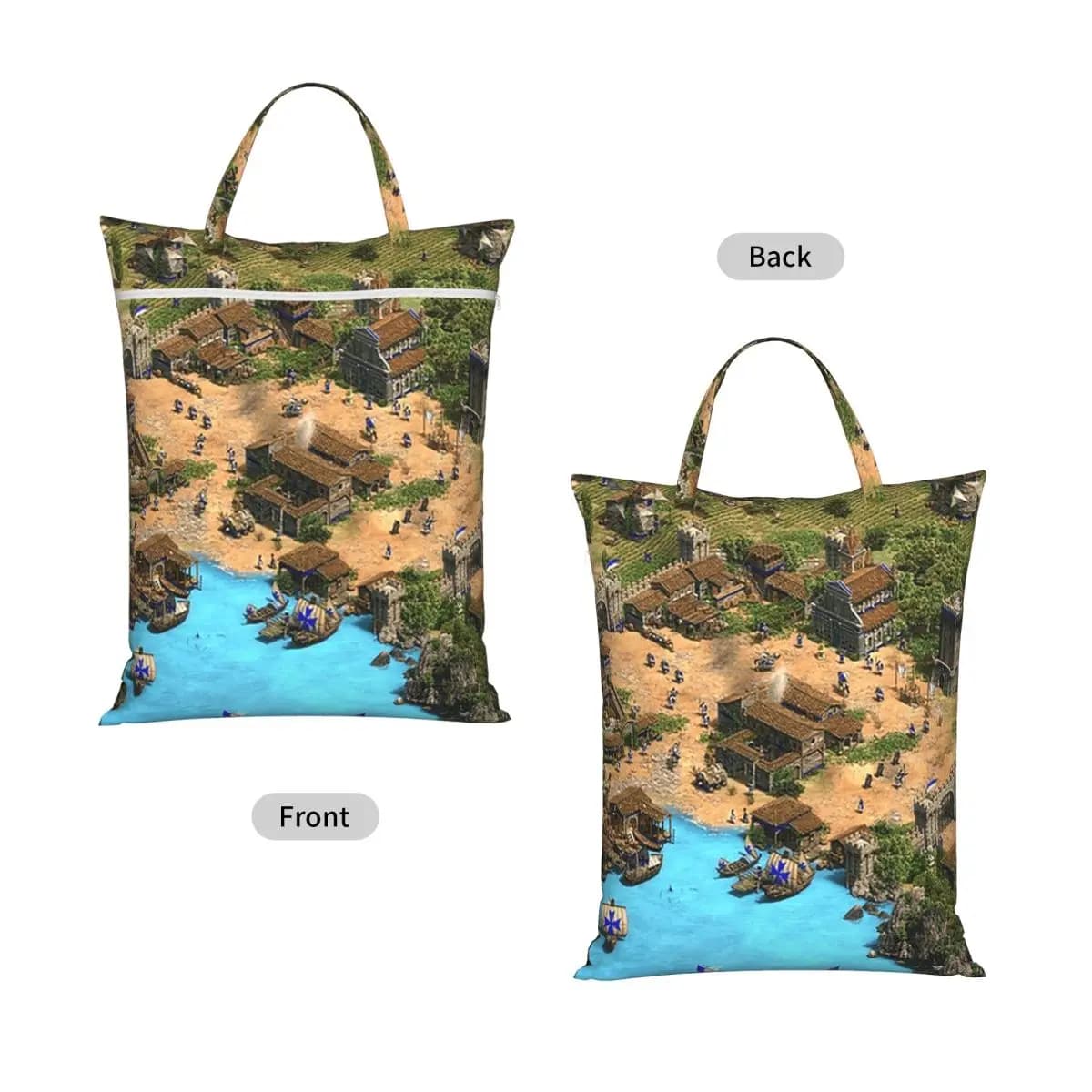 Age Of Empires 2 Travel Laundry Bag Waterproof Reusable Dirty Clothes Pouch Gym Yoga Vacation Washing Basket