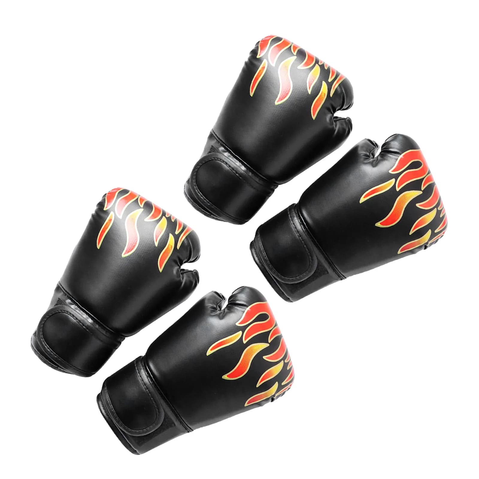 2 Paia di Guantoni da Boxe in Morbida Schiuma PU Eva con Design a Fiamma e Fodera Interna Traspirante per Palestra, Scuola e Arti Marziali