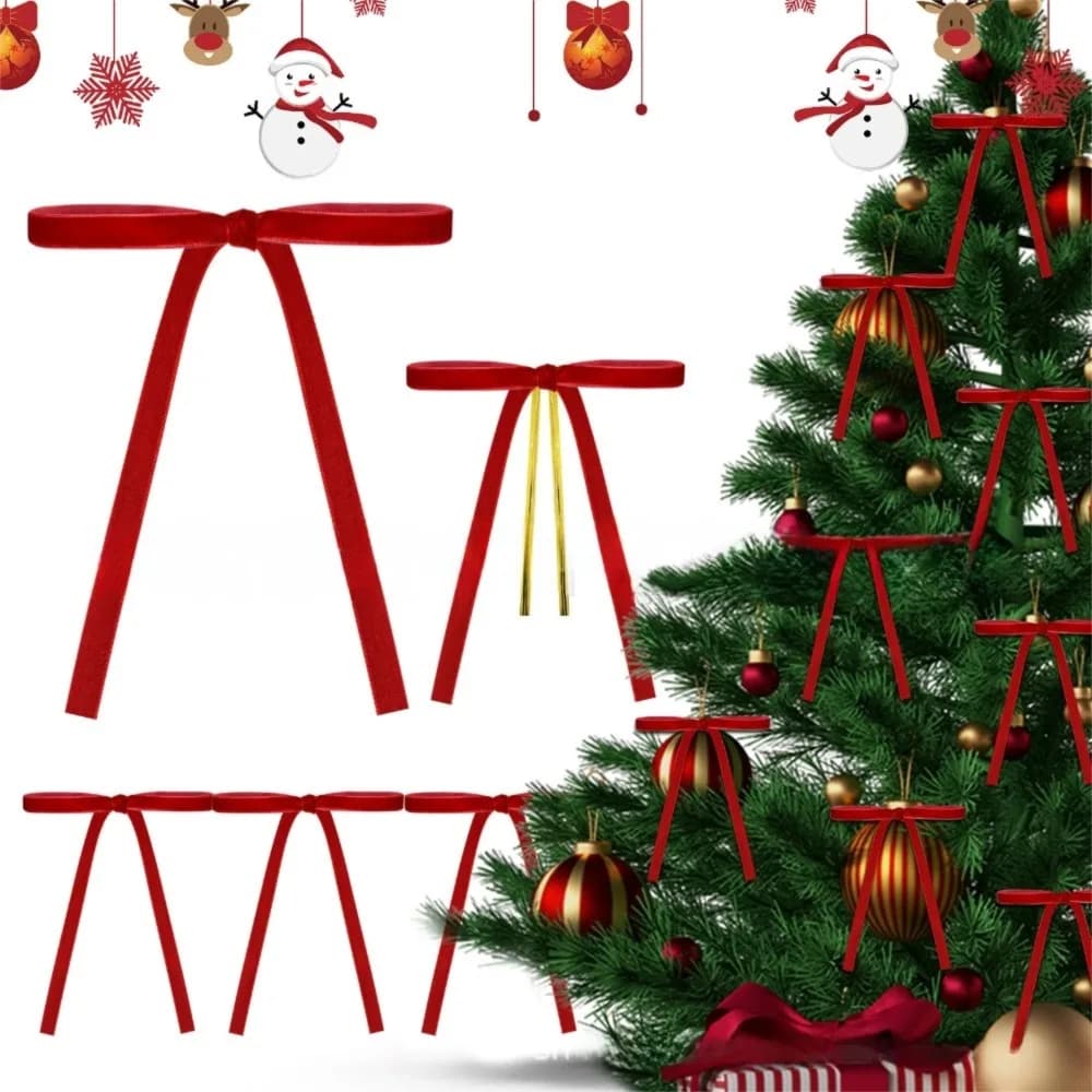 24 pezzi di materiale in velluto fiocchi per albero di Natale fascette per cavi set da 24 pezzi fiocchi di nastro per Natale design snello multifunzionale