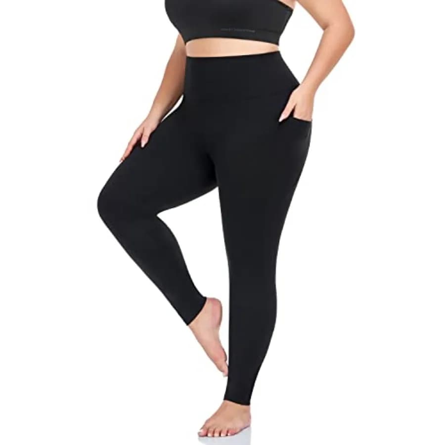 Leggings Plus Size da Donna con Tasche - Pantaloni Yoga Elasticizzati XL-5XL a Vita Alta con Controllo Pancia per Allenamento