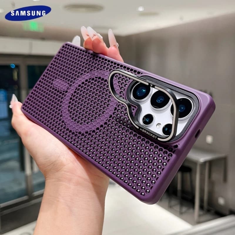 Dissipazione del calore per custodia magnetica Magsafe per Samsung Galaxy S25 S24 S23 Ultra Plus copertura di ricarica wireless traspirante di raffreddamento