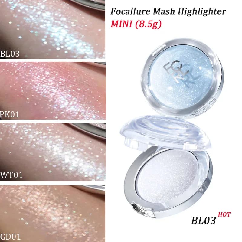 Focallure Mash Highlighter Mini Glitter Shimmery Natural Glow Water Light Fine Sparkle Lasting Facial High Glow Makeup