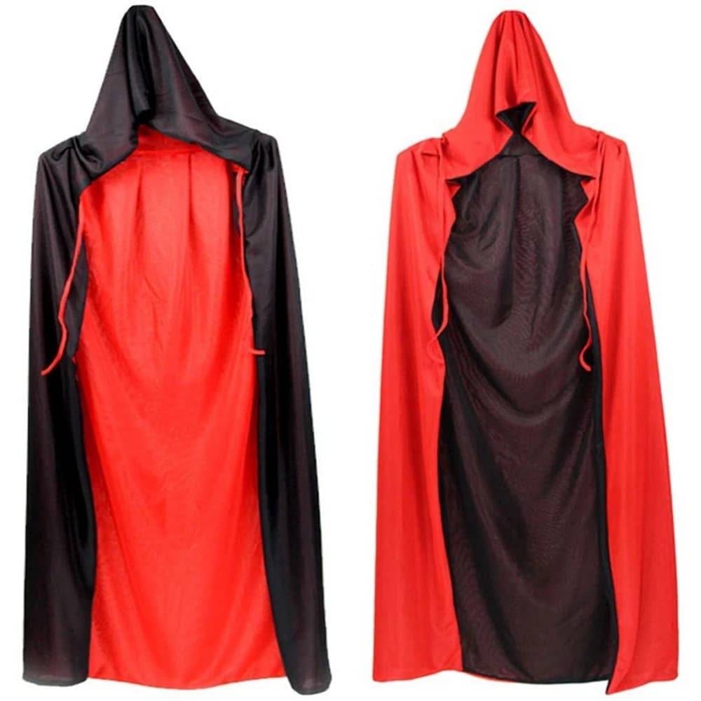 Wear on Both Sides Halloween Disfraz Mujer Kids Adult Vampire Cloak Cape Stand-up Collar Cap Party Cosplay Costume Men Women