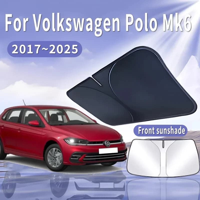 Pieghevole Auto Visiera Parasole Per VW Volkswagen Polo Mk6 AW1 2017 ~ 2025 Parabrezza Anteriore Parasole Isolamento di Raffreddamento Accessori Auto