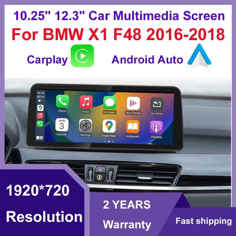 Schermo multimediale touch screen per auto da 10,25/12,3 pollici con Android Auto Wireless e CarPlay per BMW X1 F48 2016-2018 con display NBT