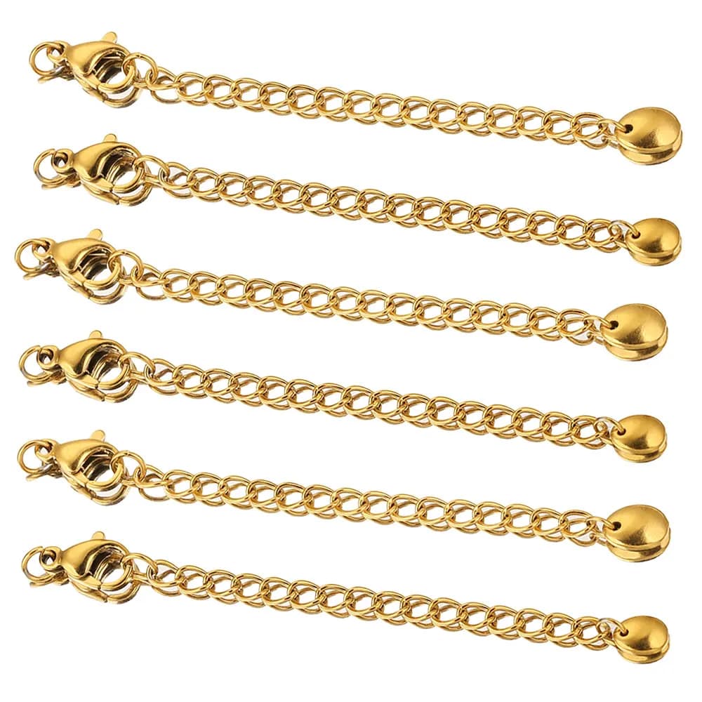 Catene di coda di fagioli estesi con estensione in acciaio inossidabile da 10 pezzi con fermagli a moschettone per braccialetti, collane, gioielli fai da te