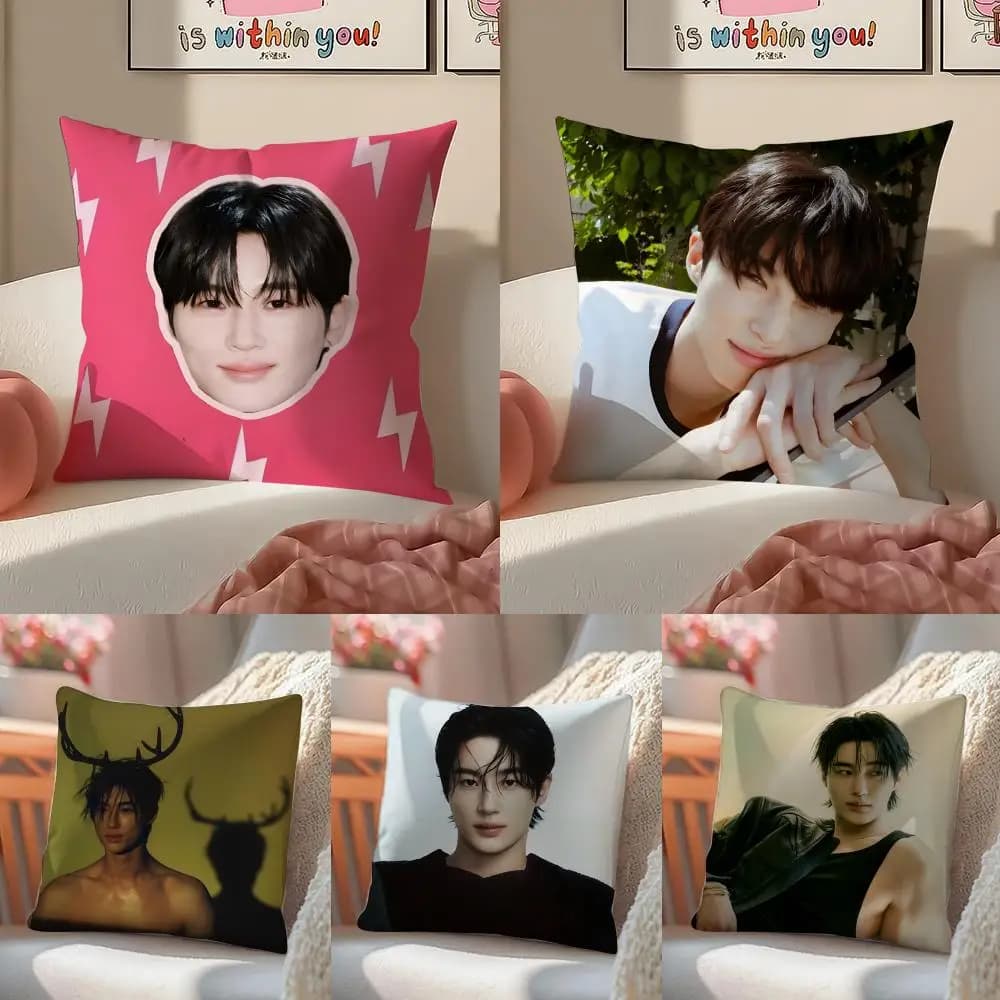 Fodera per cuscino Byeon Woo-seok, in peluche bifacciale, per divano, traspirante, con cerniera invisibile