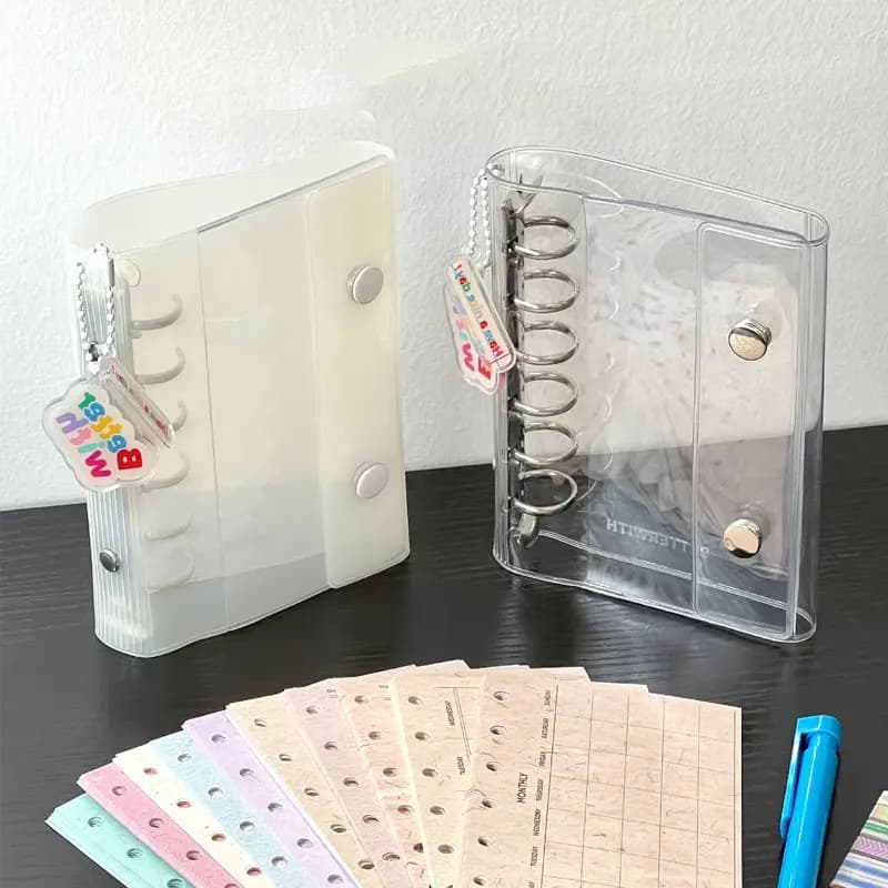 1 pezzo A7 personale in PVC trasparente a fogli mobili copertina per Notebook Clip raccoglitore copertura conchiglie 6-Ring scuola forniture per ufficio cancelleria