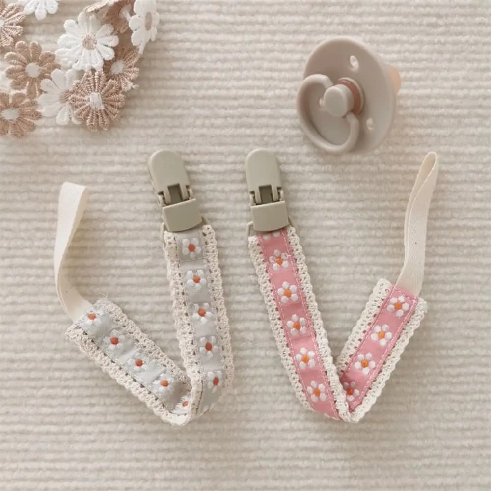 Ethnic Style Baby Cloth Pacifier Chain Embroidery Floral Adjustable Soother Holder Dummy Clips Teether Straps