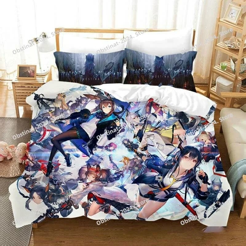 Set di Biancheria da Letto Anime Game Arknights per Ragazzi e Ragazze, Copripiumino e Federe per Letto Singolo e Matrimoniale, Tessili per la Casa alla Moda per Bambini e Adulti