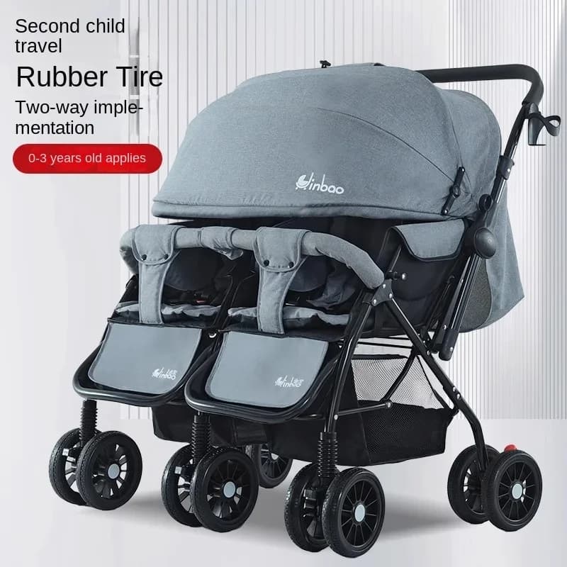 Passeggino doppio Sedili reversibili ultraleggeri Carrozza doppia Sistema di viaggio reclinabile pieghevole per sedersi e sdraiarsi per due bambini