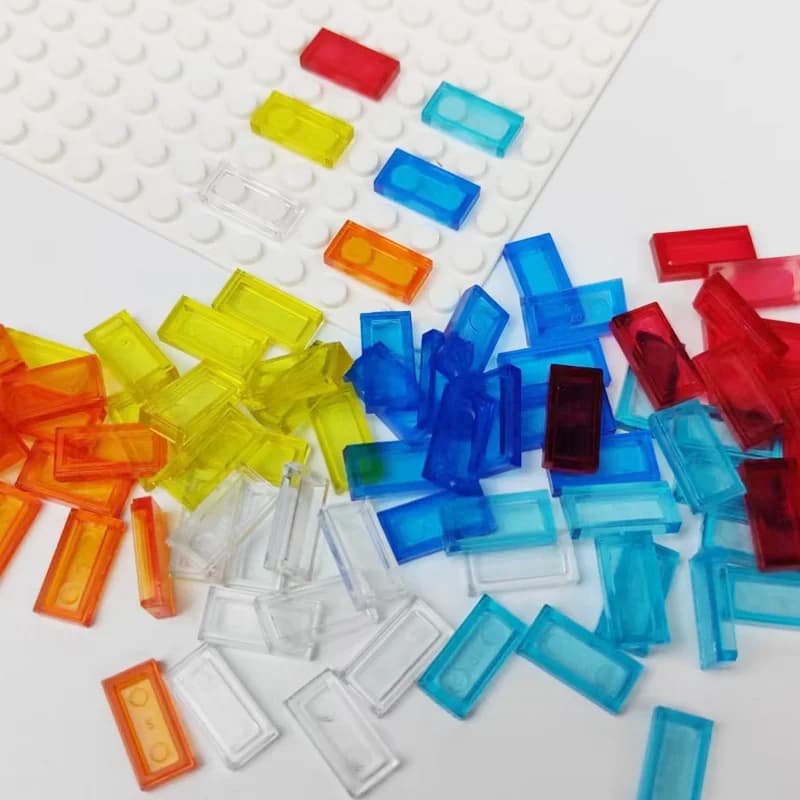 Building Block Liscio Sottile Mattoni Colore Trasparente 1x2 Punti 100 pz Parti FAI DA TE Mattoni 3069 3023 MOC Giocattolo Per I Bambini