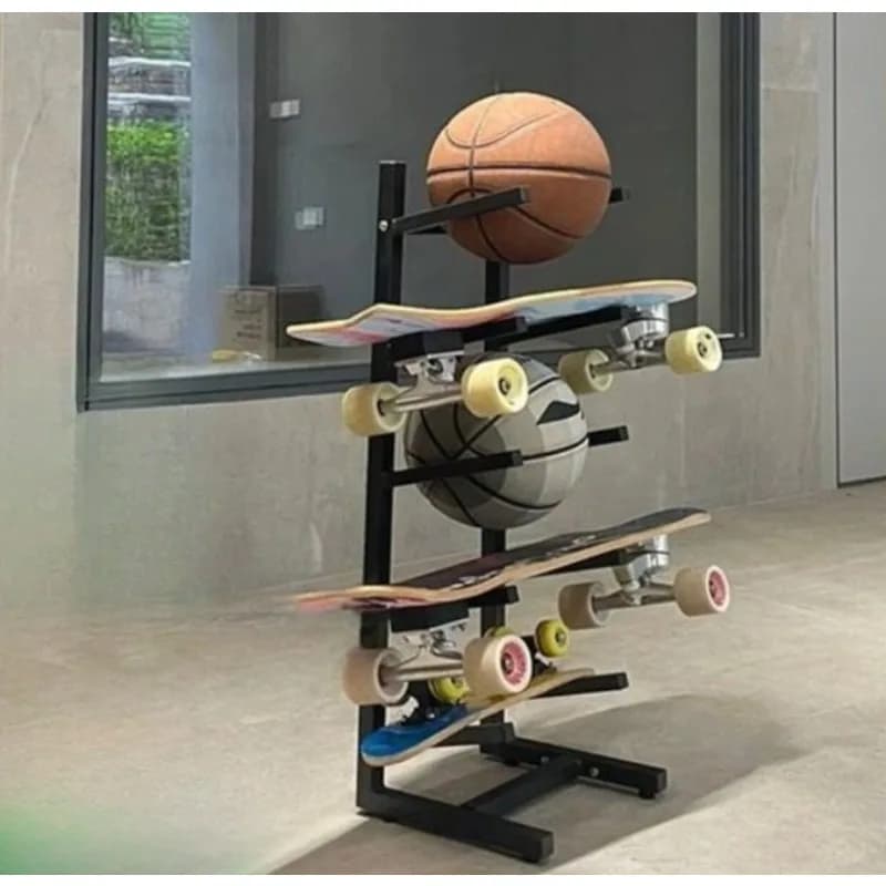 Portaoggetti per attrezzatura da skateboard, design integrato per basket, calcio, sport, articoli vari, organizer robusto e salvaspazio