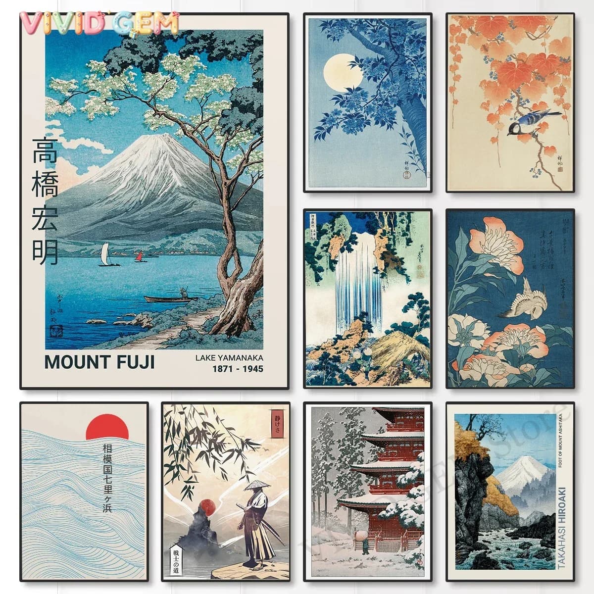 VIVID GEM Japan Takahashi Yuming Yamanaka Mount Fuji 5D Diamond Painting Cross Stitch Mosaic Home Decoration Stickers DIY Han