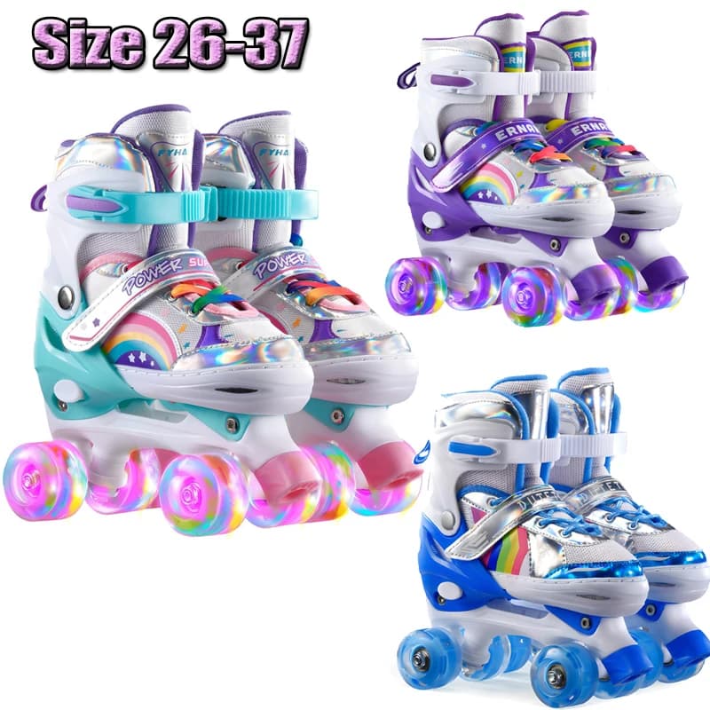 Boys Girls Kids Shoes Children Shoes Wheelchair Skating Shoes Adjustable PU Adjustable Gymnastics Slides 4 Wheels Wheelchairs