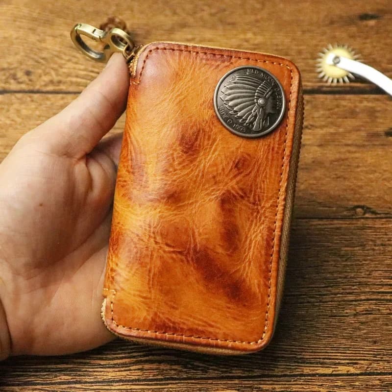 High Quality Luxury Original Leather Keychain, Organizer Case, Portfolio, Retro Keychain for Governor, Keyring With Hinge For Men's Life