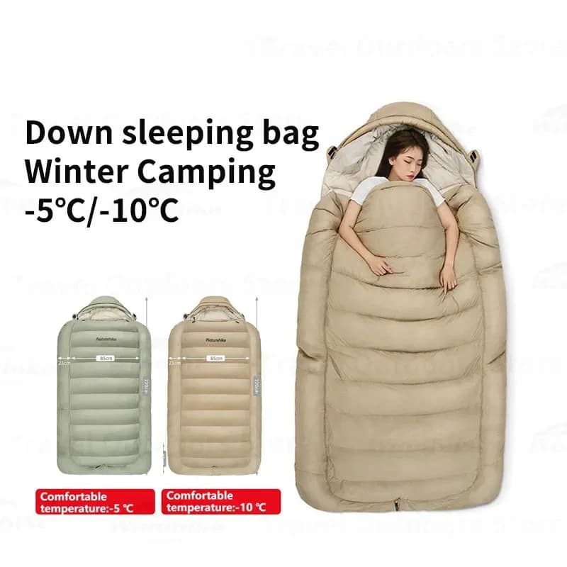 for camping Winter fur bag Outdoor trip Portable fur bag in duck feather Hot hat Waterproof envelope for sleeping