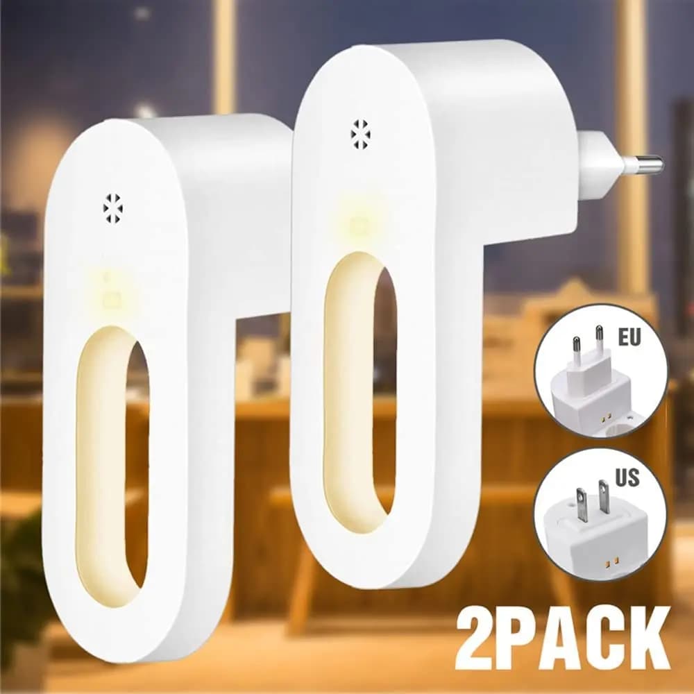 Presa per luce notturna a parete con spina ue/usa con sensore crepuscolare 1/2 pezzi lampada bianca calda a risparmio energetico per camera da letto per bambini