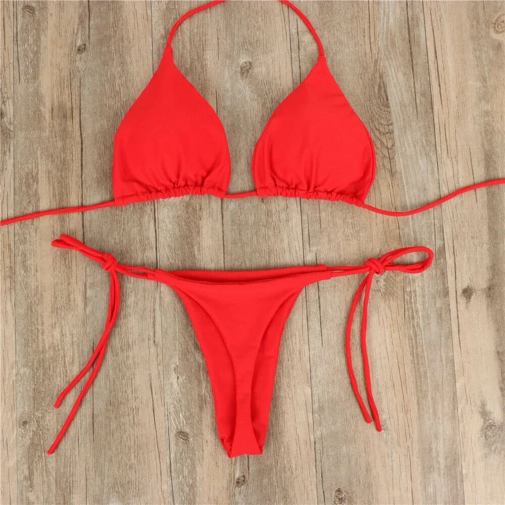 Bikini a vita alta costume da bagno sexy perizoma bikini set solido donna costumi da bagno brasiliani spiaggia biquini costumi da bagno da bagno donna 2025 NUOVO