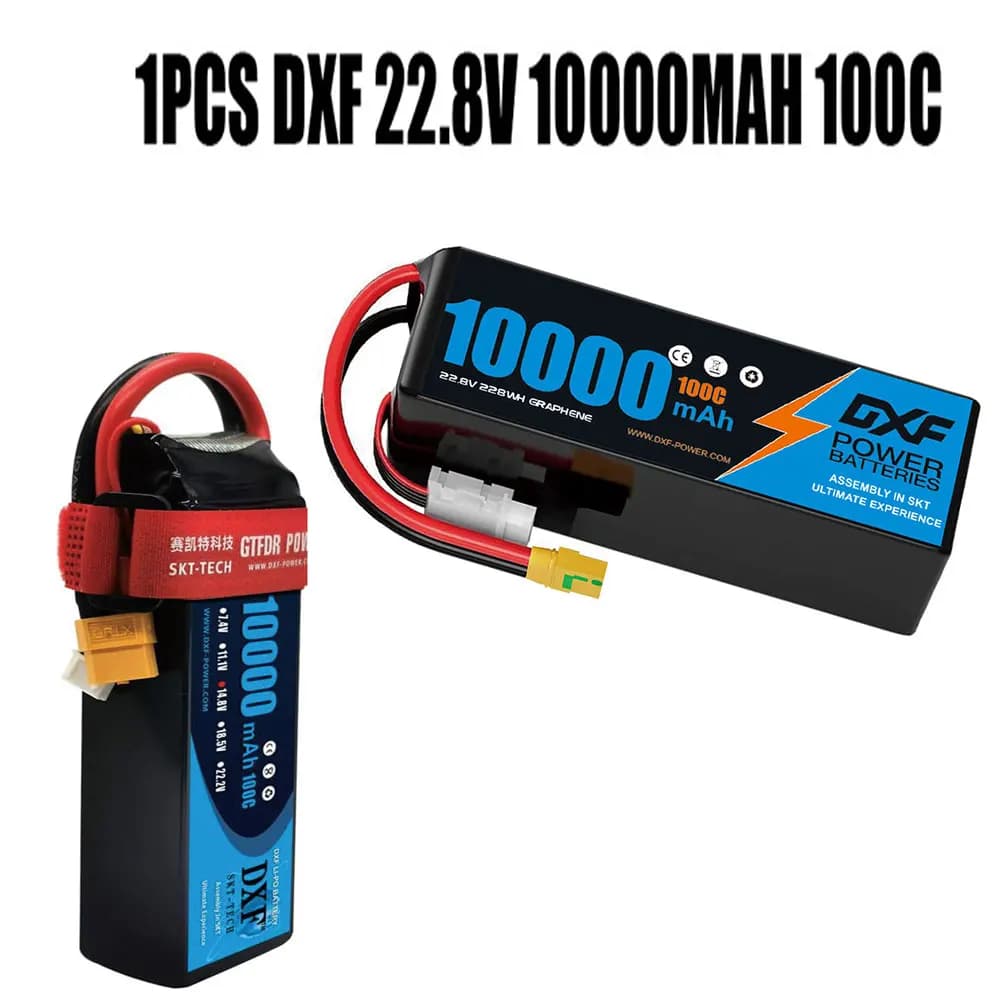 Batteria Lipo DXF 6S 10000mAh 22.2V 22.8V 100C con batteria rigida XT90 per elicottero RC Drone UAV FPV Barca