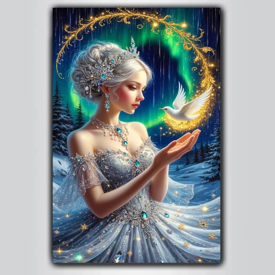 New Arrival Diamond Painting Art Winter Girl Aurora Full Diamond Mosaic Embroidery Kit 5D Rhinestone Cross Stitch Home Decor