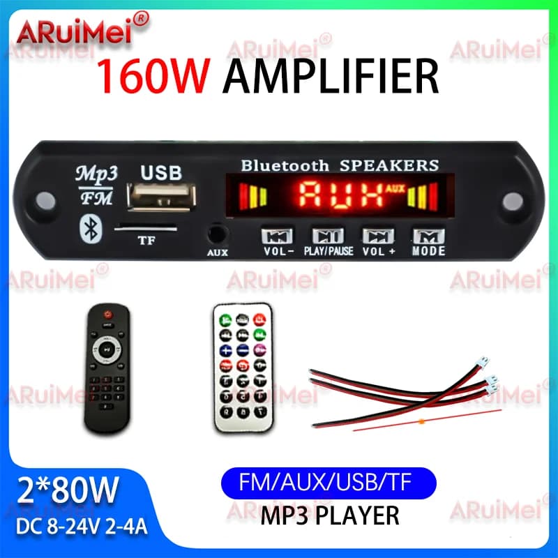 160W Amplificatore Bluetooth 5.0 MP3 WMA APE Scheda di decodifica DC 12V Vivavoce Audio per auto USB TF Radio FM Lettore musicale Mp3 Altoparlante
