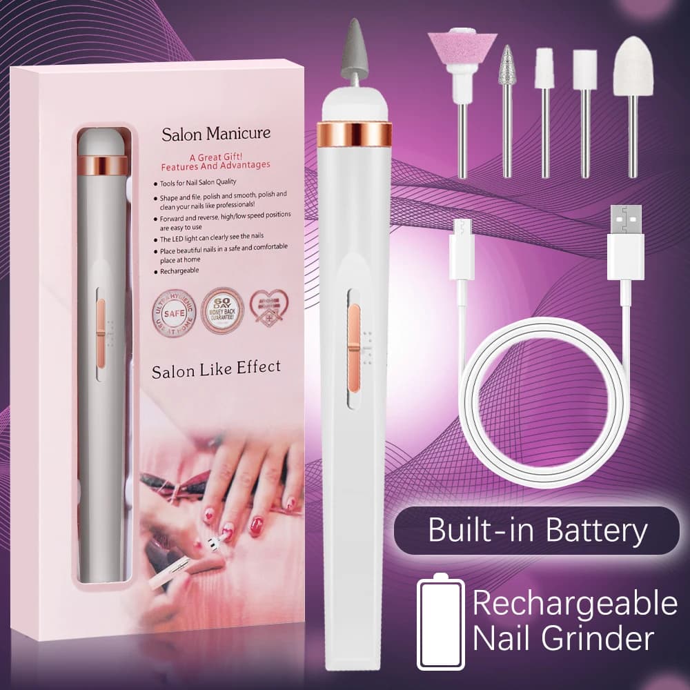 Lucidatrice elettrica per unghie portatile con batteria ricaricabile Trapano per unghie Levigatrice per unghie Fresa per manicure