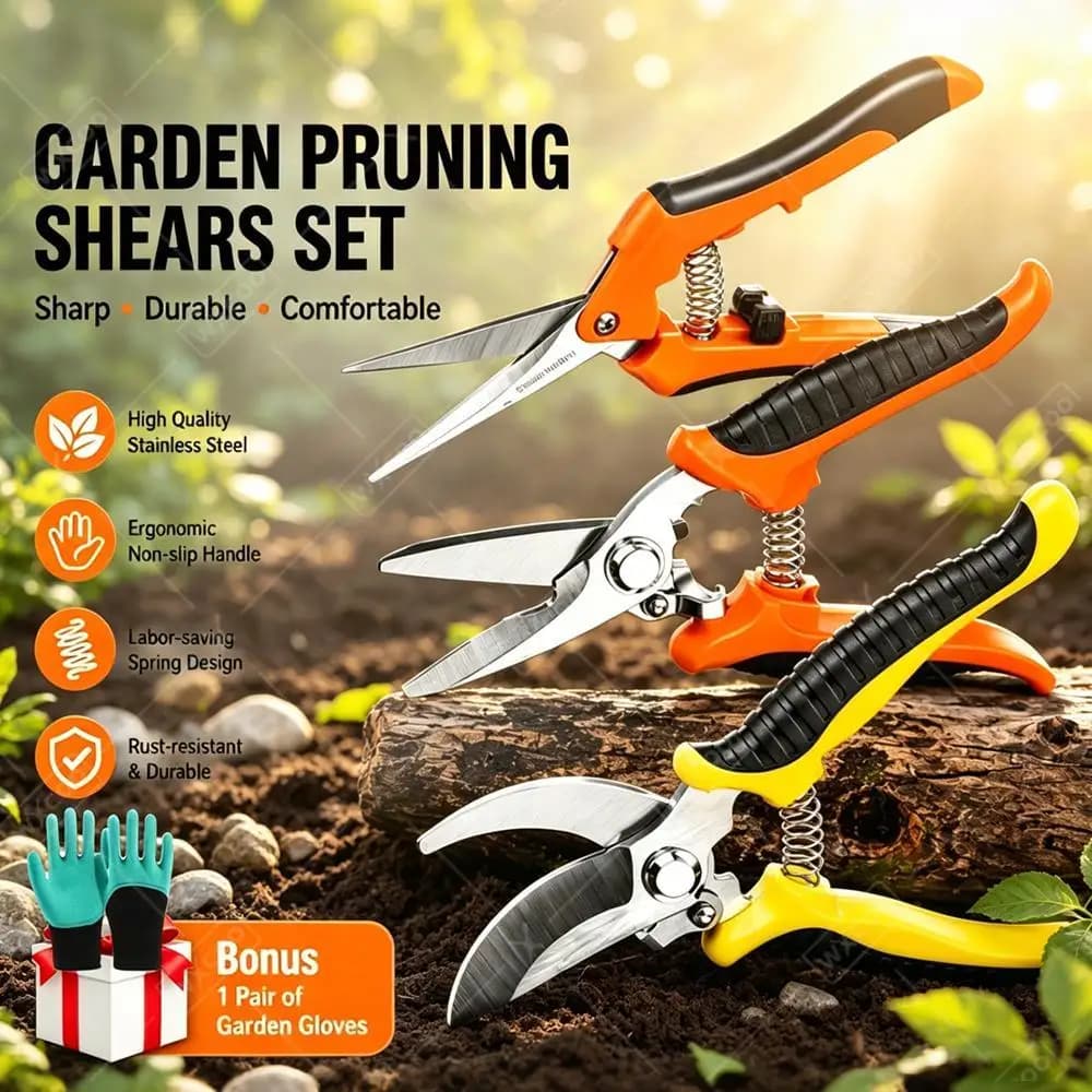 Professional Sharp Garden Tool Pruning Shears Stainless Steel Branch Scissors with Non-Slip Grip Beak Scissors for Garden