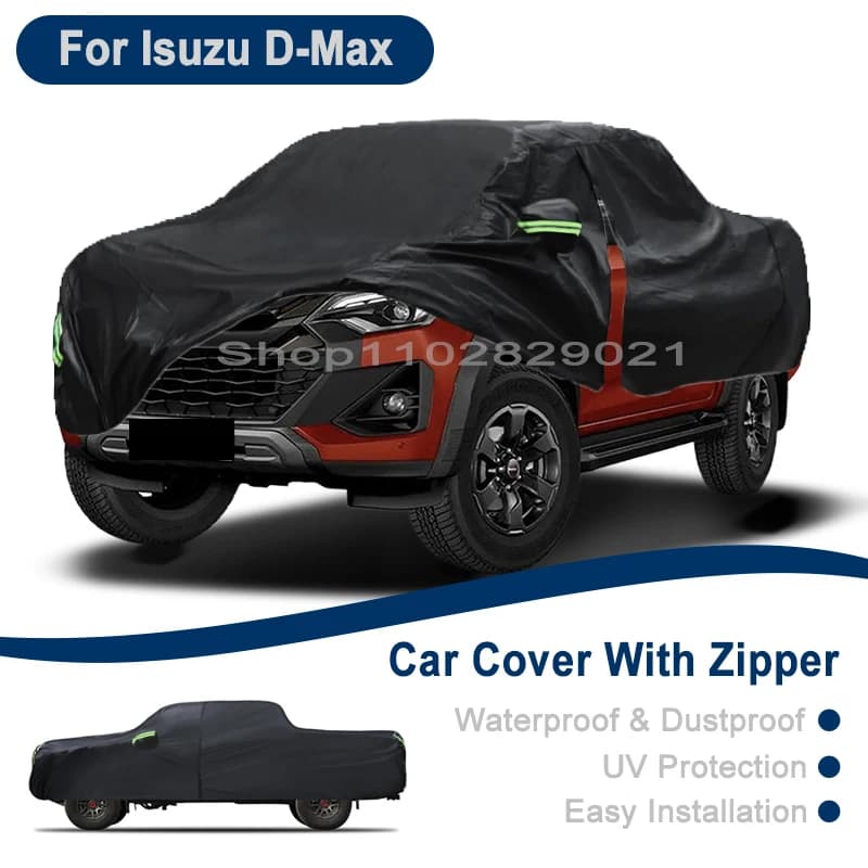 Telo Copriauto Completo per Esterni per Isuzu D-Max - Design con Cerniera Laterale, Impermeabile, Antipolvere, Protezione Solare