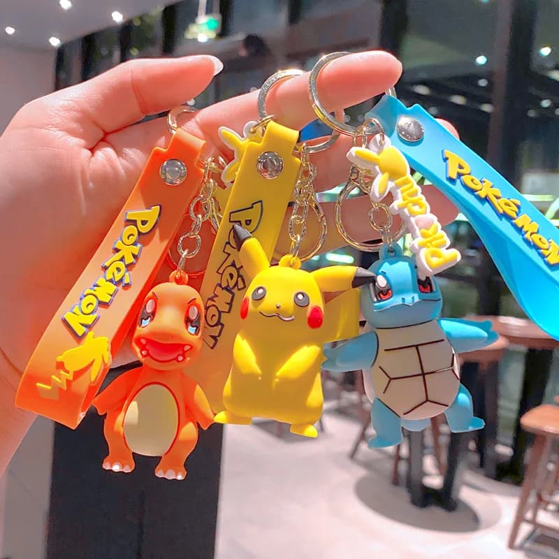 Pokemon Portachiavi Anime Action Figures Decorazione borsa Catoon Modello in PVC Giocattoli per bambini Portachiavi Pikachu Coppia Ciondolo Regali per bambini