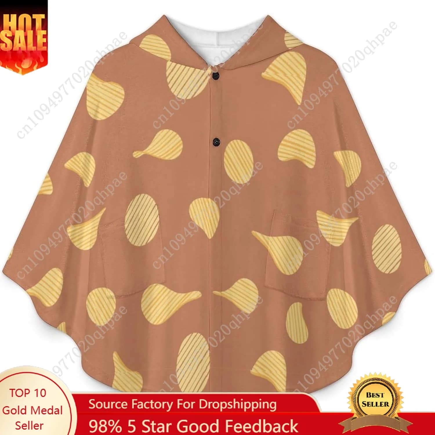 Comodo maglione coperta in flanella, felpa con cappuccio oversize a forma arancione con tasche per bambini e adolescenti