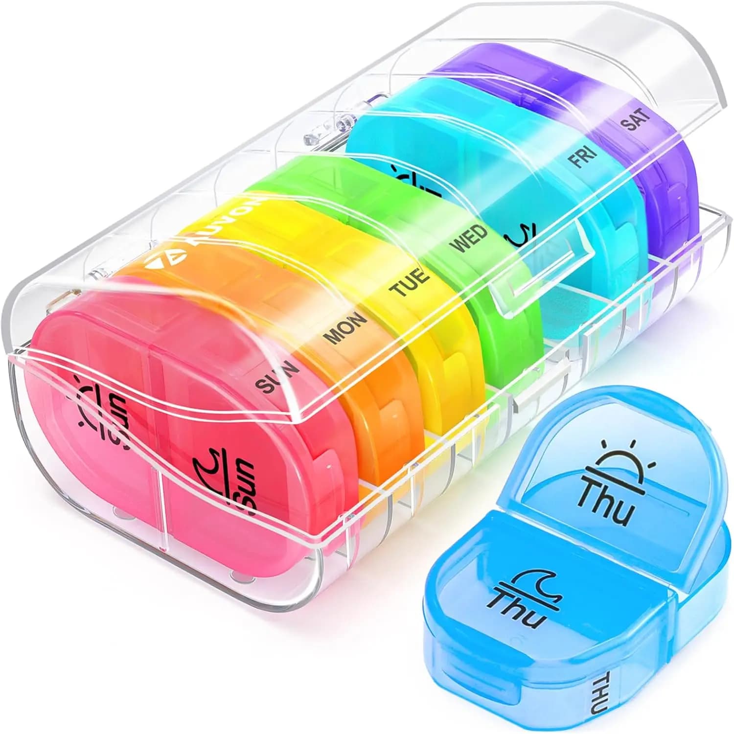 Organizzatore Settimanale di Pillole 2 Volte al Giorno AM PM, Portapillole da Viaggio per 7 Giorni per Vitamine e Integratori, Contenitore Portatile per Pillole