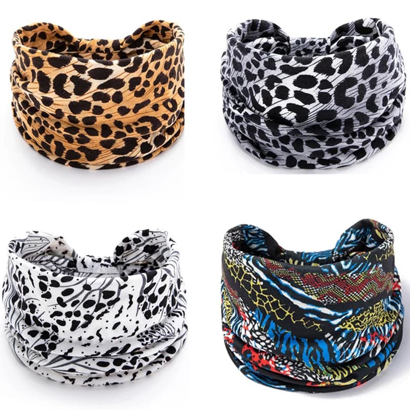 Women's Larga for Pilates, Yoga, Running, Cycling, Turban, Hair Circle, Makeup Copricapo, Leopard Print