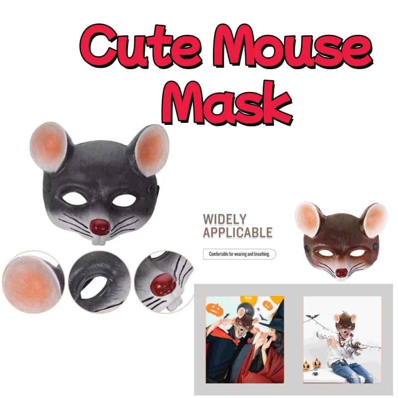 CuteCartoon Rat Animal Mask Adult Mouse Half Face Cosplay Cat Leather Masquerade Carnival Party Masks Play Props Rat Face Half