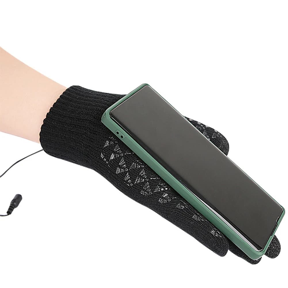 USB heated knitted gloves, whole fingers gloves, anti-slip touchscreen gloves, thick winter cycling gloves for men and women
