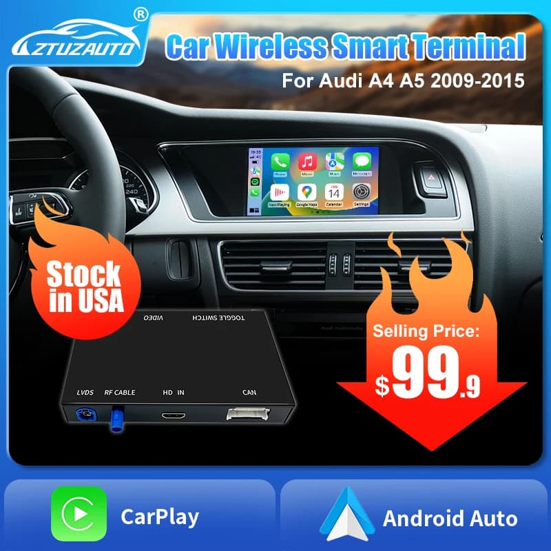 Interfaccia wireless CarPlay Android Auto per Audi A4 A5 Q5 2009-2015, con AirPlay Mirror Link Car Play Funzioni Supporto fotocamera