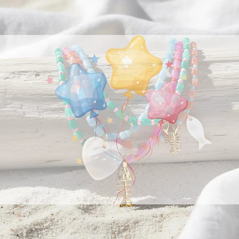 Chic Resin Multi-color Bead Chain For DIY Neckalce White Shell Fish Heart Stainless Fishbone Crayfish Charms Choker Boho Jewelry