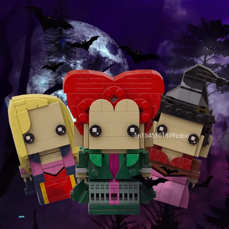 MOC Hocus Pocused Action Figures Winifred Mary Sarah BrickHeadzs Building Blocks Film Strega Tre Sorelle Mattoni Giocattoli Regalo di Natale