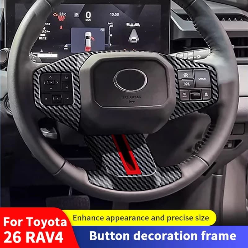 Adesivo Decorativo QHCP per Pulsanti del Volante, Cornice in ABS per Pulsanti del Volante, Accessorio Interno per Toyota RAV4 2026
