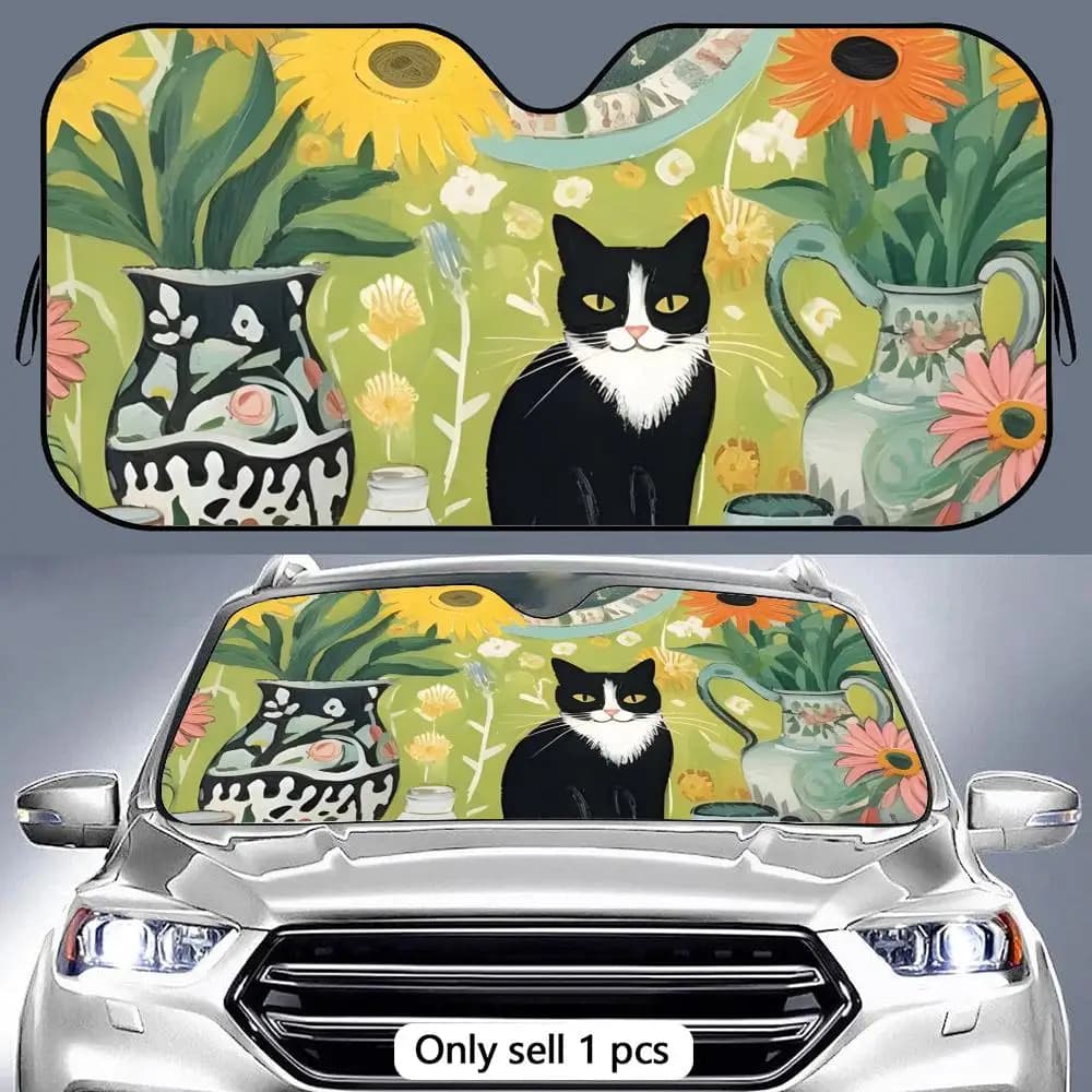 Parasole per Auto a Forma di Gatto, Riutilizzabile, in Alluminio, Protezione UV, Isolamento Termico a Tre Strati, Parasole per Parabrezza