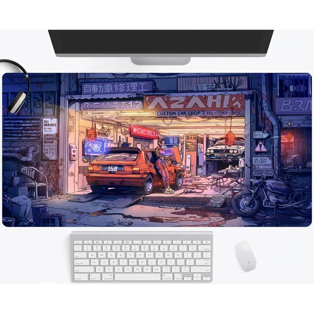 Tappetino per Mouse da Gaming Stile Anime Giapponese, Grande Tappetino da Scrivania Esteso con Base Antiscivolo in Gomma per Gamer, Ufficio e Casa