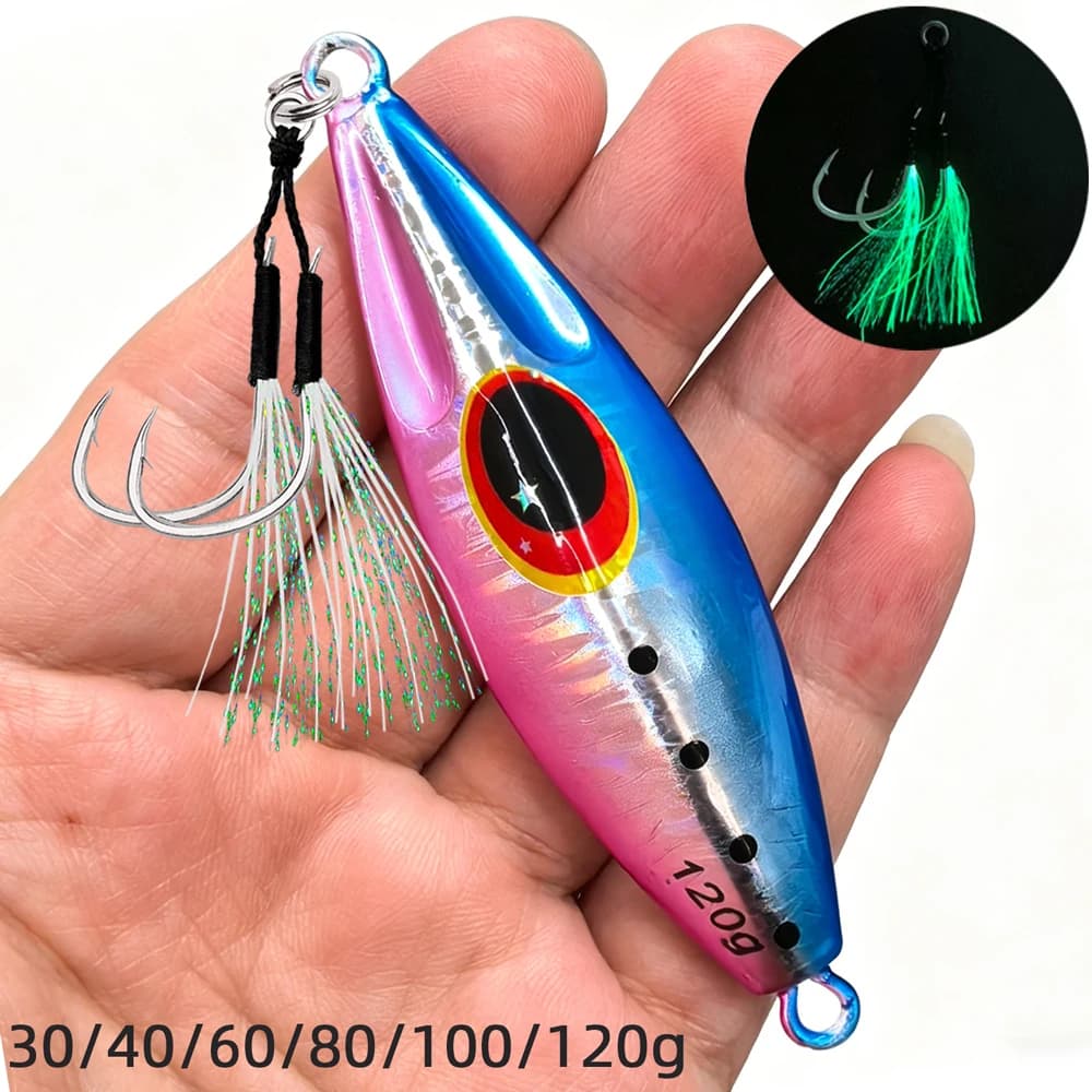 1 Pezzo Micro Jig Slow Pitch 30g 40g 80g 100g 120g per Slow Jigging, Tonno e Spigola, Esche Affondanti per Pesca in Mare da Barca