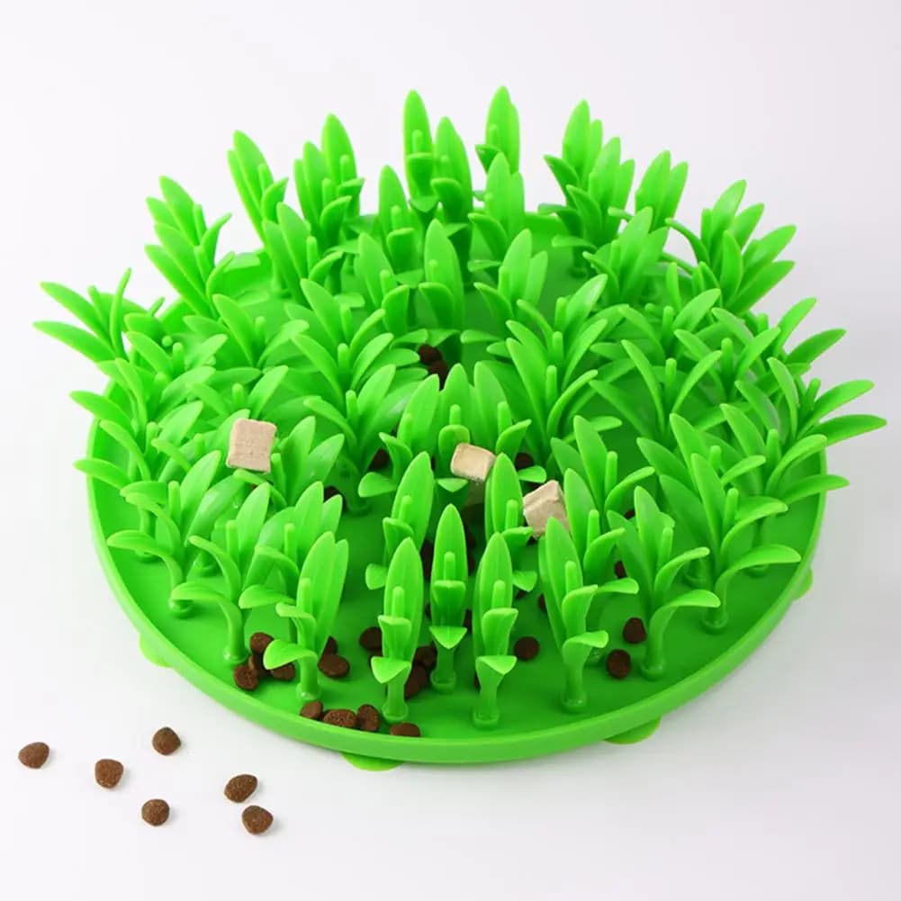 Tappetino per alimentazione lenta per animali domestici Design creativo per erba Tappetino per erba in silicone Tappetino per leccare gatti e cani Giocattolo interattivo antiscivolo per cani