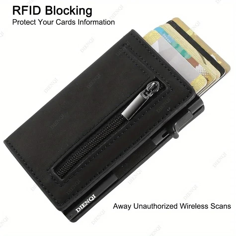Porta biglietti da visita Forniture aziendali Porta carte di credito Portafoglio Rfid nero da uomo di lusso Porta carte sottile e sottile in fibra di carbonio pop-up