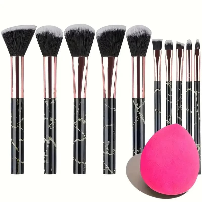 Set pennelli per marmo da 10 pezzi + frullatore Beauty | Kit iniziale per il trucco | Regalo per la festa della mamma